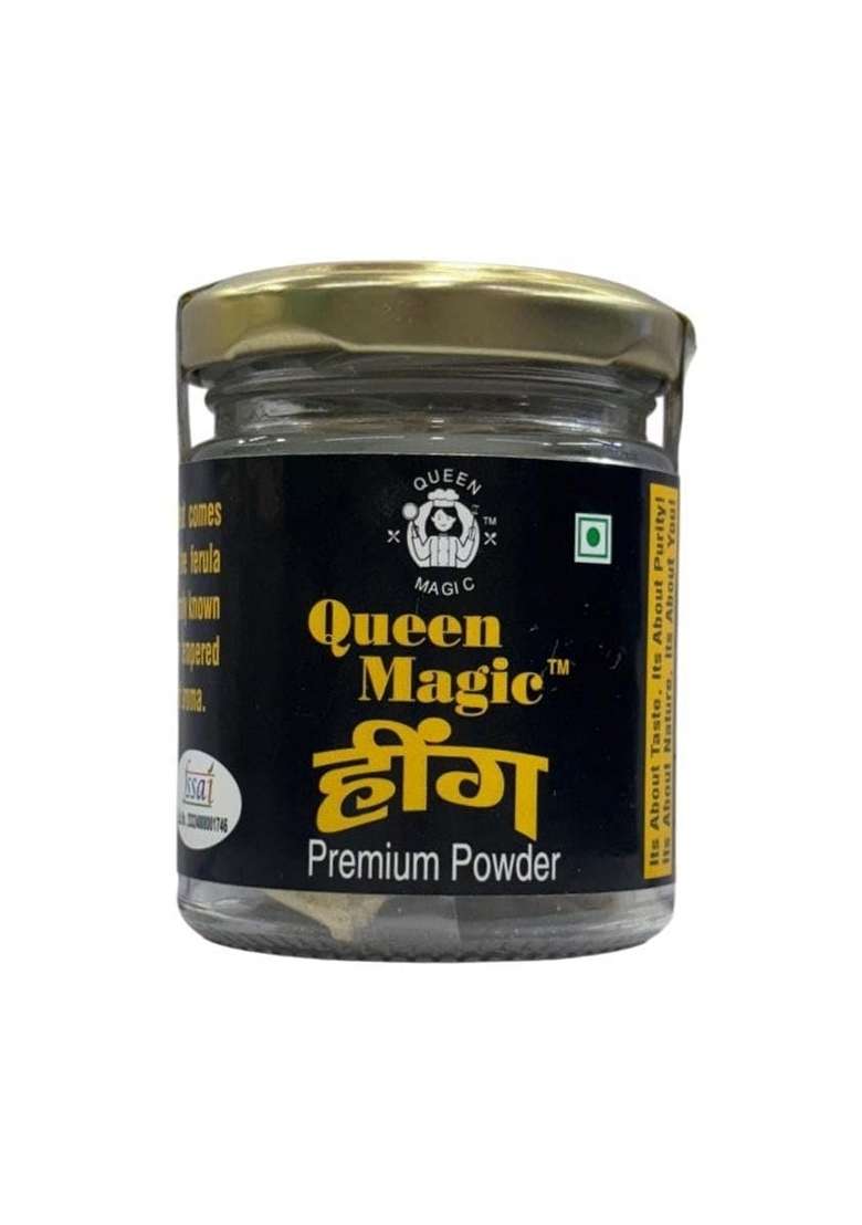Queen Magic Hing Powder | Strong & Aromatic Asafoetida Spice Natural Digestive Aid Pure Authentic Kitchen Essential Adds Rich Aroma Flavor to Curries Vegetables (50g) - Indya