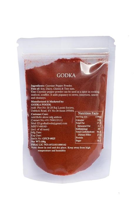 GODKA Cayenne Pepper Powder, 100 Gram | Hot & Spicy Chilli Powder Perfect for Cooking Seasoning Pure Natural No Additives
