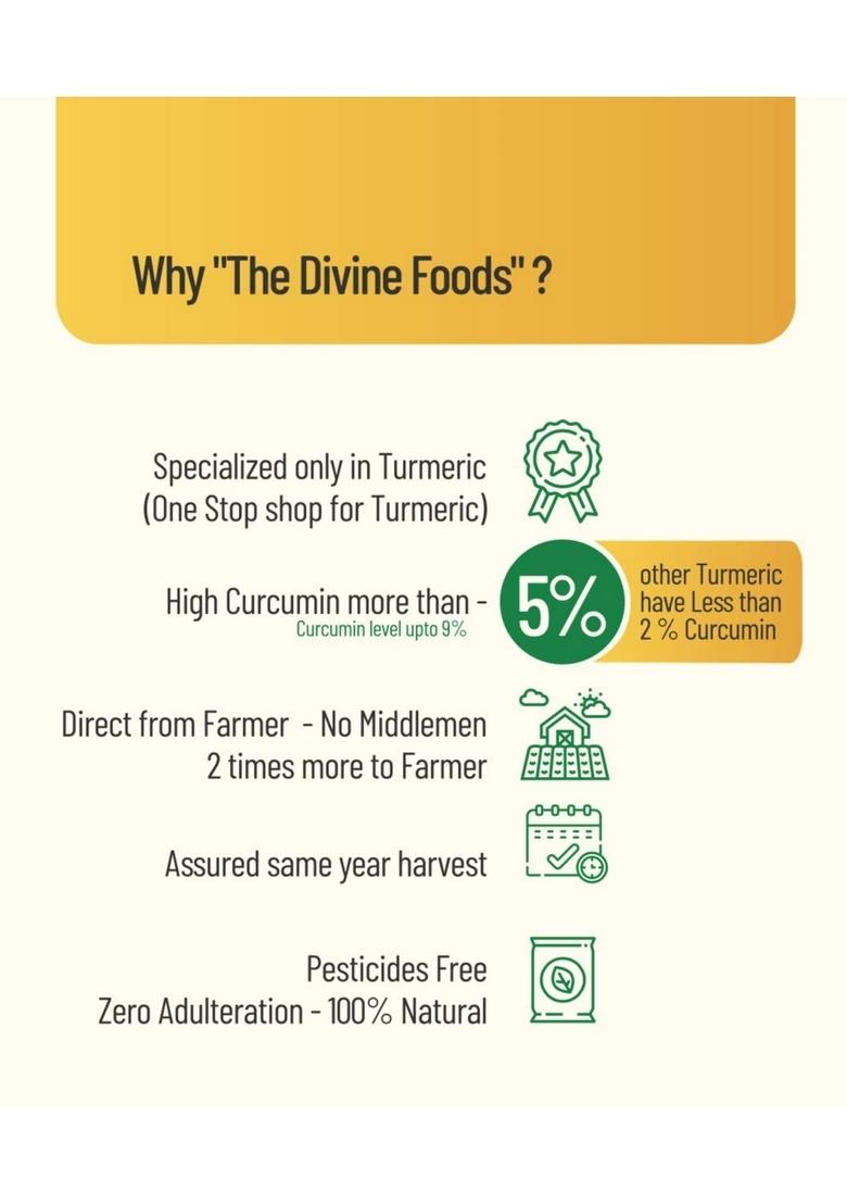 The Divine Foods Organic Turmeric Powder High Curcumin-500 Gm