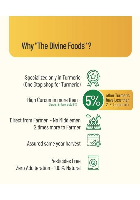 The Divine Foods Organic Turmeric Powder High Curcumin-500 Gm