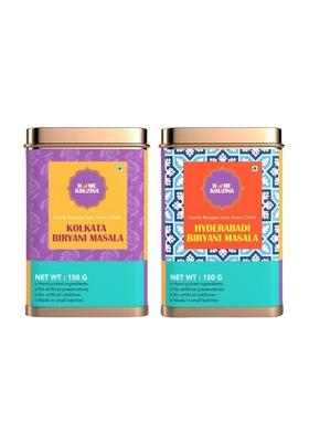 HOME KOUZINA Hyderabadi & Kolkata Biryani Combo - 150g (Pack of 2) | for Veg, Mutton, Chicken Masala 100% Natural No Preservatives Artificial Colour| Authentic Taste