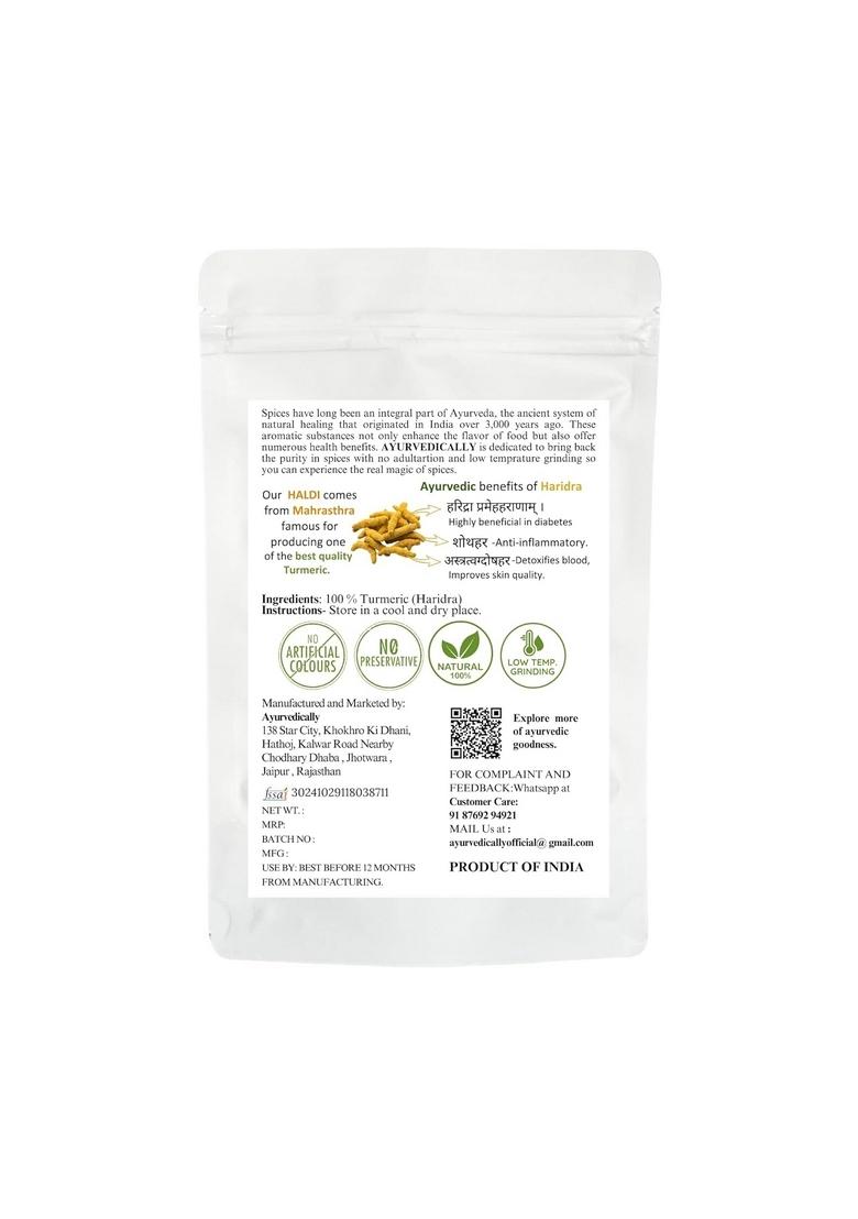 AYURVEDICALLY Maharashtra Turmeric Powder | 500g Organic Haldi High-Curcumin, Pure & Natural Chemical-Free, No Preservatives for Cooking Health