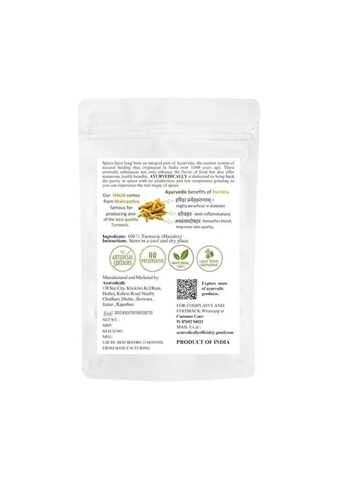 AYURVEDICALLY Maharashtra Turmeric Powder | 500g Organic Haldi High-Curcumin, Pure & Natural Chemical-Free, No Preservatives for Cooking Health