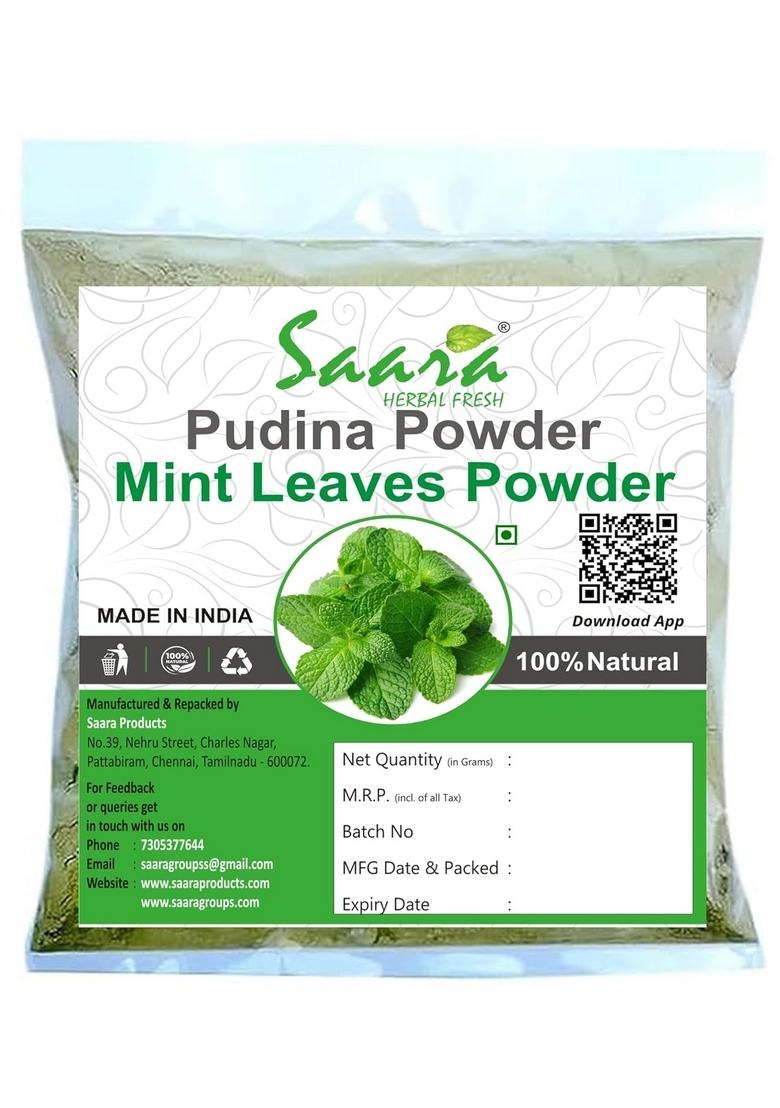 Saara HERBAL FRESH Mint Leaves Powder, 100g, Pudina Mentha Spicata Helpful in Bloating And Gas (Pack of 2 X 50g)