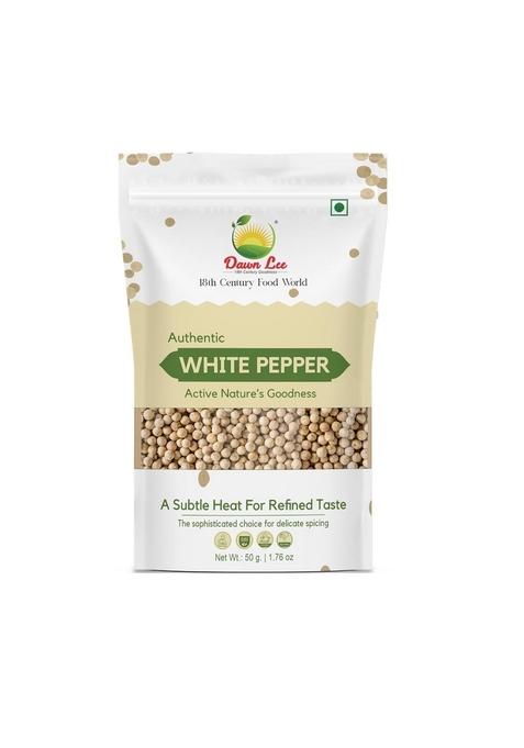 Dawn Lee Whole White Pepper- Sabut Safed Mirch- Peppercorn- No Artificial Colours or Preservatives- Fresh Natural- Dakhni Dagni Indian Spices- Khada Masala- 50 Gram