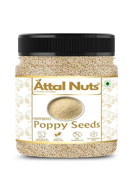 Attal Nuts Premium Poppy Seeds (Khas Khas) | 100% Pure & Natural White Posta Dana for Cooking, Baking Traditional Dishes Hygienically Packed (250g)