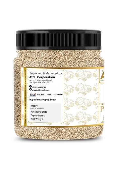 Attal Nuts Premium Poppy Seeds (Khas Khas) | 100% Pure & Natural White Posta Dana for Cooking, Baking Traditional Dishes Hygienically Packed (250g)
