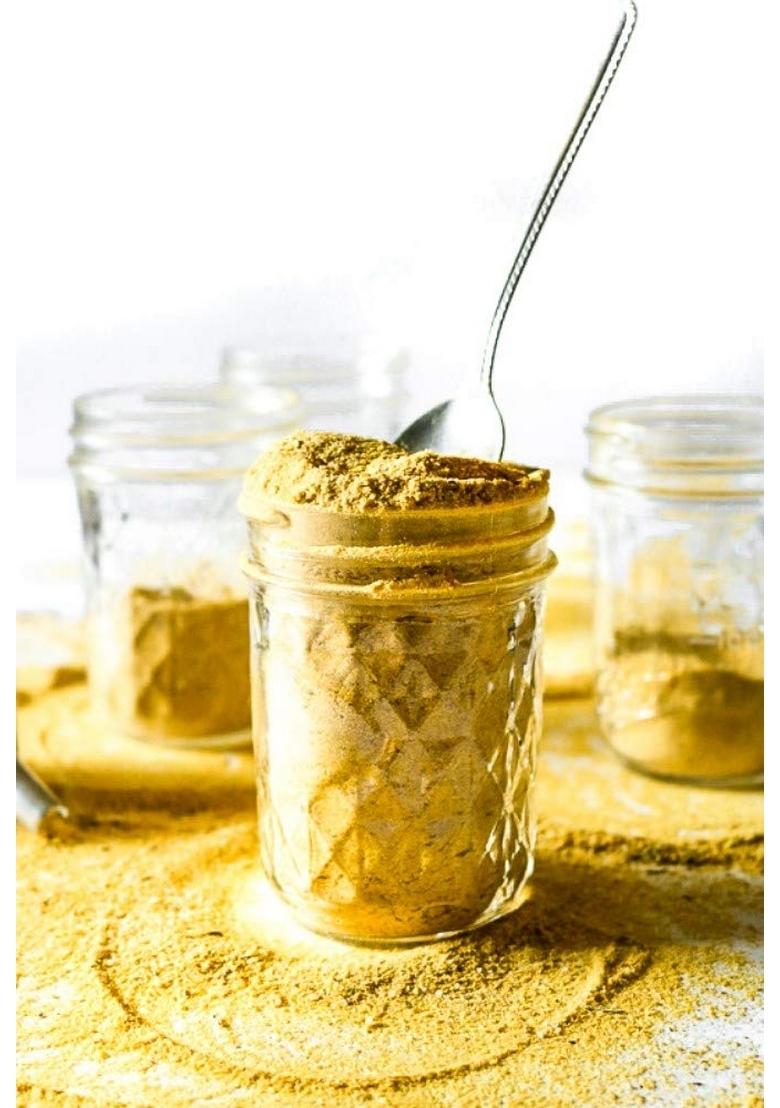 Alla's Posh Flavors Vegan Bouillon & Broth Powder | 5 Individual Sachets litres of Soup Stock Instant Chicken Style 100% NO MSG Fortified with Nutritional Yeast Flakes