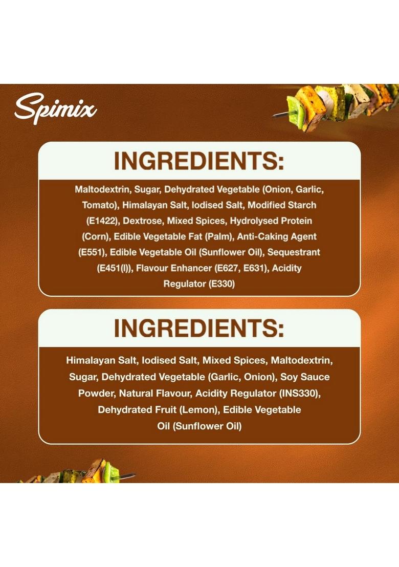 SPIMIX BBQ Lovers Combo | Sweet Smokey & Mexican Seasoning with Vitamins For Chicken, Paneer, Fish, Tacos, Fries, Roasted Veggies, Popcorn, Grills Dishes Flavorful Seasonings 2 x 100g