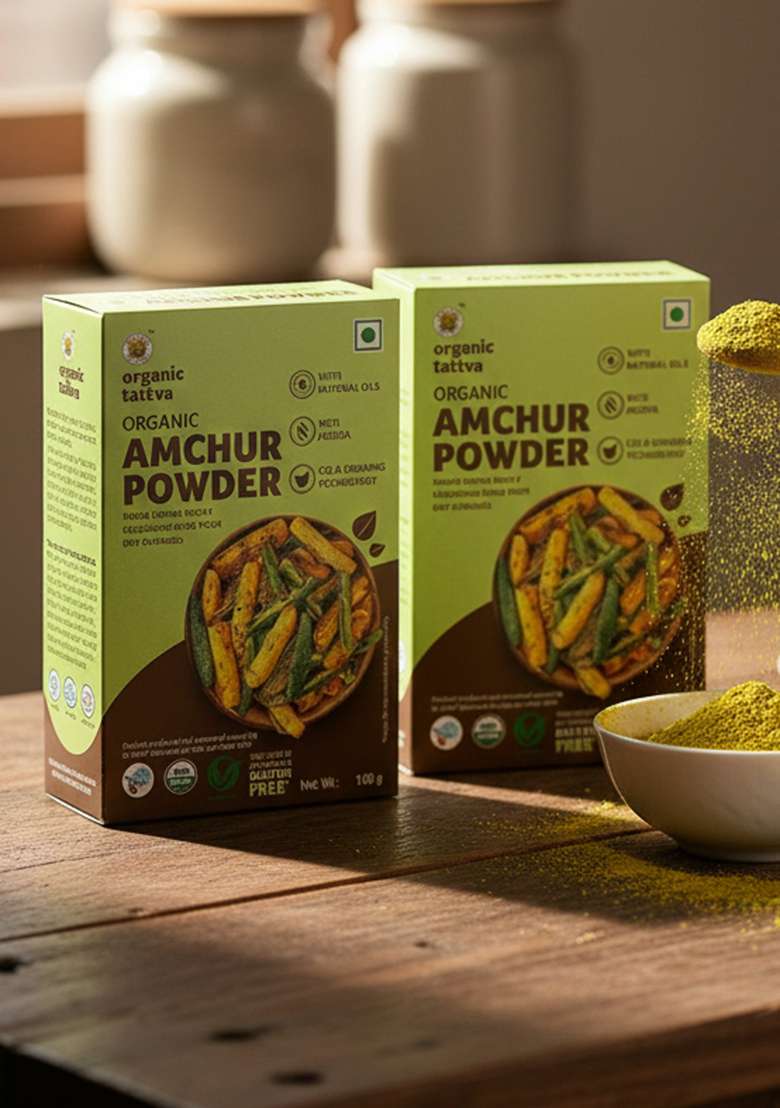 ORGANIC TATTVA Tattva, Amchur (Dry Mango) Powder - 100g |Naturally Gluten Free | Made with Farm Picked Fresh Whole Mangoes Pesticide and Chemical Tangy Flavour NO Additives - Indya