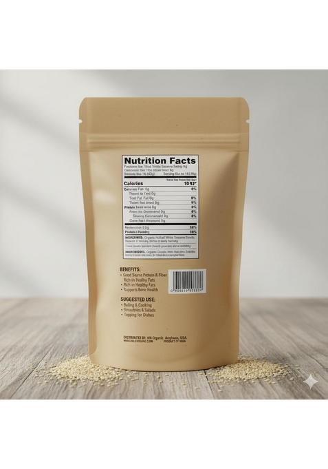 NNorganic Sesame Seeds, Natural White, 16 Oz (453g), Quality Raw Seeds in Resealable Pouch | NN Organic Til Till
