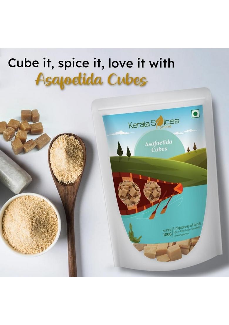 Kerala Spices Asafoetida Cubes Strong & Aromatic Hing Whole, Asafoetida, Laljee Godhoo Powder, Can Be Used As A Digestive Aid,Hing, Compunded 100 gm