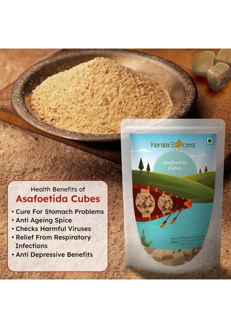 Kerala Spices Asafoetida Cubes Strong & Aromatic Hing Whole, Asafoetida, Laljee Godhoo Powder, Can Be Used As A Digestive Aid,Hing, Compunded 100 gm