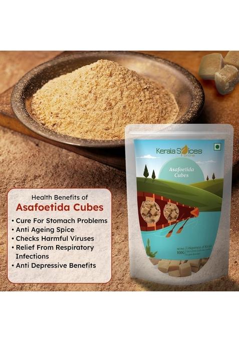 Kerala Spices Asafoetida Cubes Strong & Aromatic Hing Whole, Asafoetida, Laljee Godhoo Powder, Can Be Used As A Digestive Aid,Hing, Compunded 100 gm