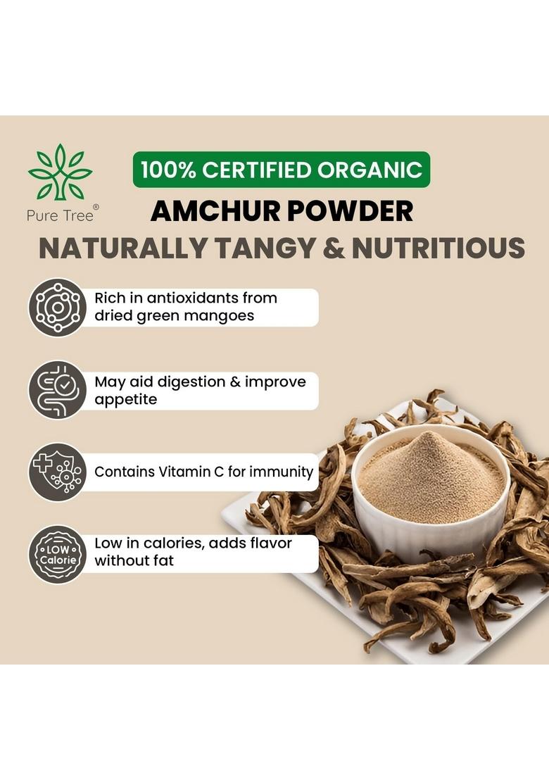 Pure Tree Certified Organic Amchur Powder | 200 g Dry Mango Amchoor For Chutney, Pickle, and Fruit Salad