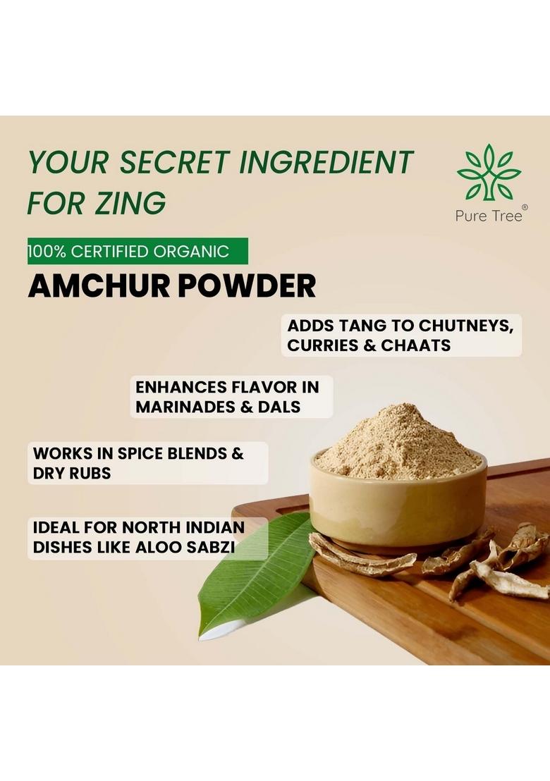 Pure Tree Certified Organic Amchur Powder | 200 g Dry Mango Amchoor For Chutney, Pickle, and Fruit Salad