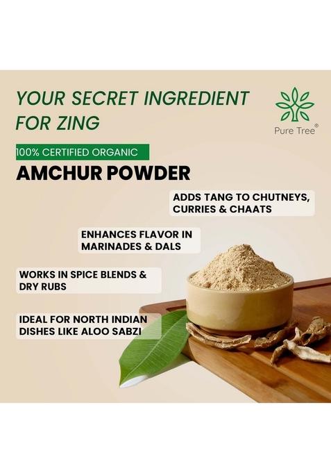 Pure Tree Certified Organic Amchur Powder | 200 g Dry Mango Amchoor For Chutney, Pickle, and Fruit Salad