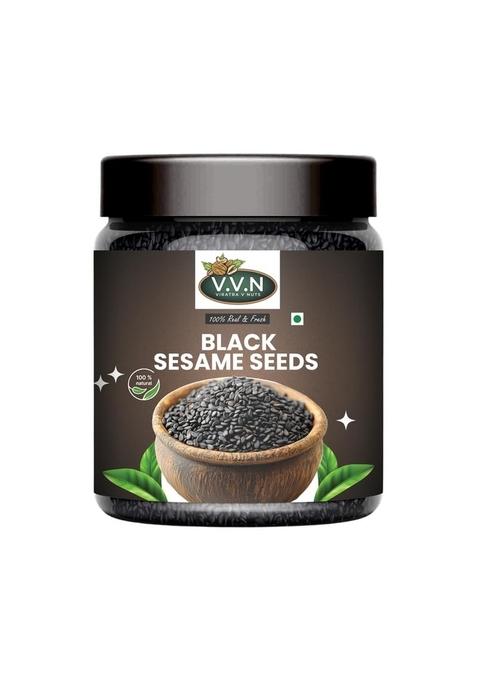 V.V.N Black Sesame Seeds 250 gm | Natural Whole Kaale Till Seed for Eating Healthy Cooking Rich in Fibre and Plant Protein No Artificial Colour & Preservatives Free