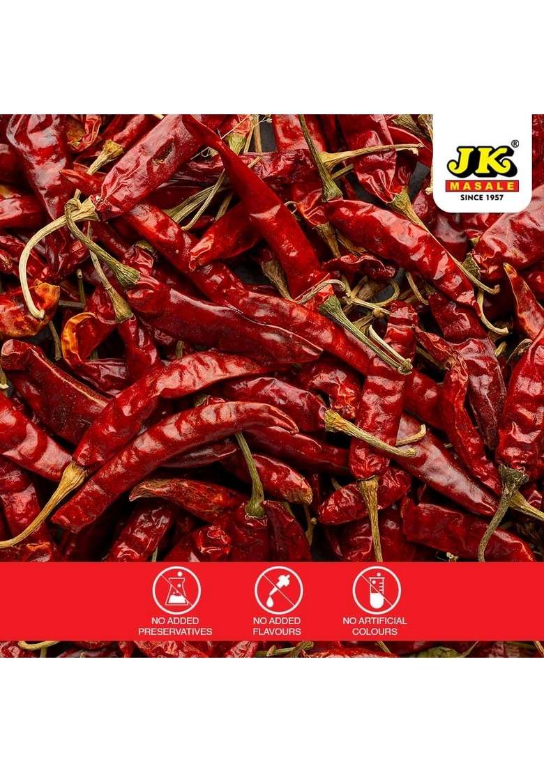 JK Red Chilli Whole| 100% Natural Laal Mirch | Organic Indian Spices Great for Curries, Chutneys & More, 100g (Pack of 9) - Indya