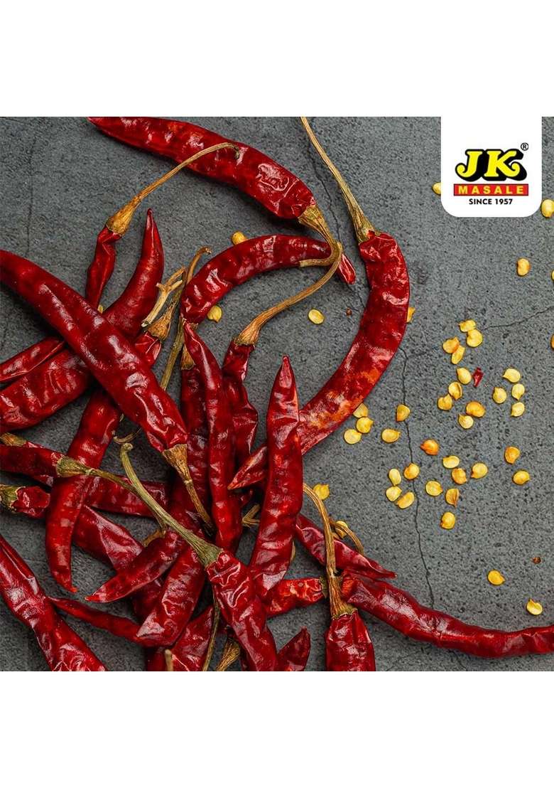 JK Red Chilli Whole| 100% Natural Laal Mirch | Organic Indian Spices Great for Curries, Chutneys & More, 100g (Pack of 9) - Indya