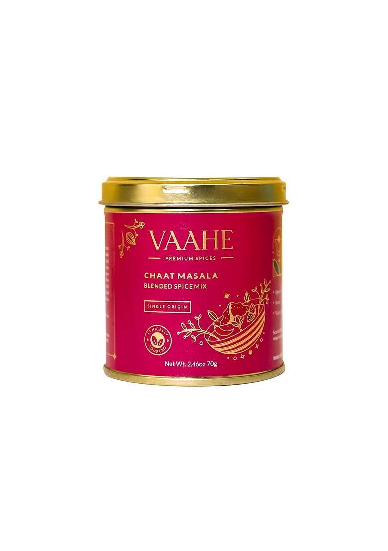 VAAHE Chaat Masala | 12+ Natural Spices Blend Freshly Ground and Packed Tasty Chat Single Origin Tin Box (70g) - Indya