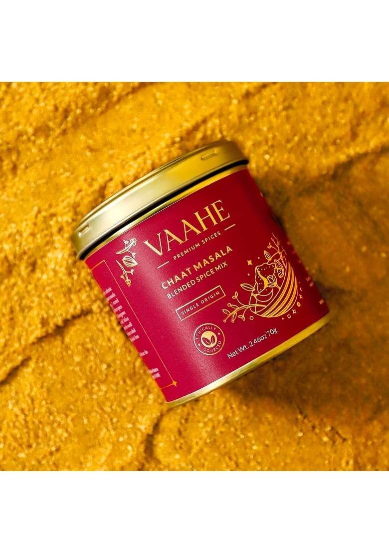 VAAHE Chaat Masala | 12+ Natural Spices Blend Freshly Ground and Packed Tasty Chat Single Origin Tin Box (70g) - Indya