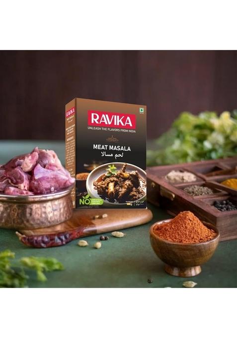 RAVIKA Masala Combo Pack (50g Each) Meat, Chicken, Biryani, Fish, Garam & Kitchen of 6 Premium Spices for Rich Taste Aroma