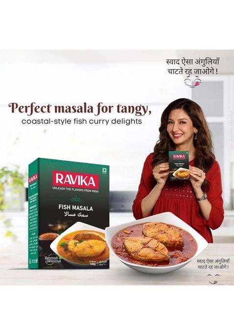 RAVIKA Masala Combo Pack (50g Each) Meat, Chicken, Biryani, Fish, Garam & Kitchen of 6 Premium Spices for Rich Taste Aroma
