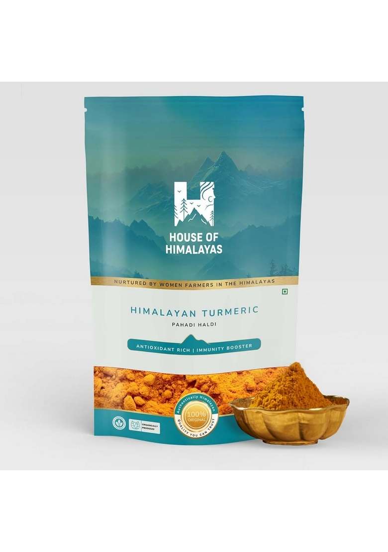 House of Himalayas Turmeric Powder, Natural and Unpolished, Rich in Antioxidants, Immunity Booster, Chemical Free Haldi Sourced From Uttarakhand, No Added Flavours or Colours, 100 gm - Indya