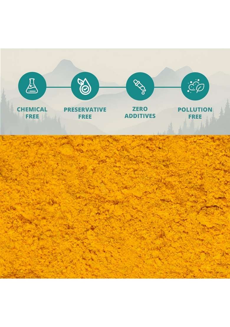 House of Himalayas Turmeric Powder, Natural and Unpolished, Rich in Antioxidants, Immunity Booster, Chemical Free Haldi Sourced From Uttarakhand, No Added Flavours or Colours, 100 gm - Indya