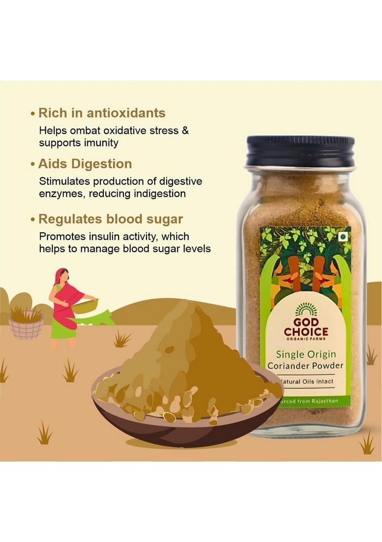 GOD CHOICE ORGANIC FARMS Spices Combo 1300G (Pack of 6)|Pet Jar|Red Chilli,Turmeric,Coriander,Jeera Powder,Black Pepper & Kashmiri Chilli Powder|100% Pure Natural|Stoneground