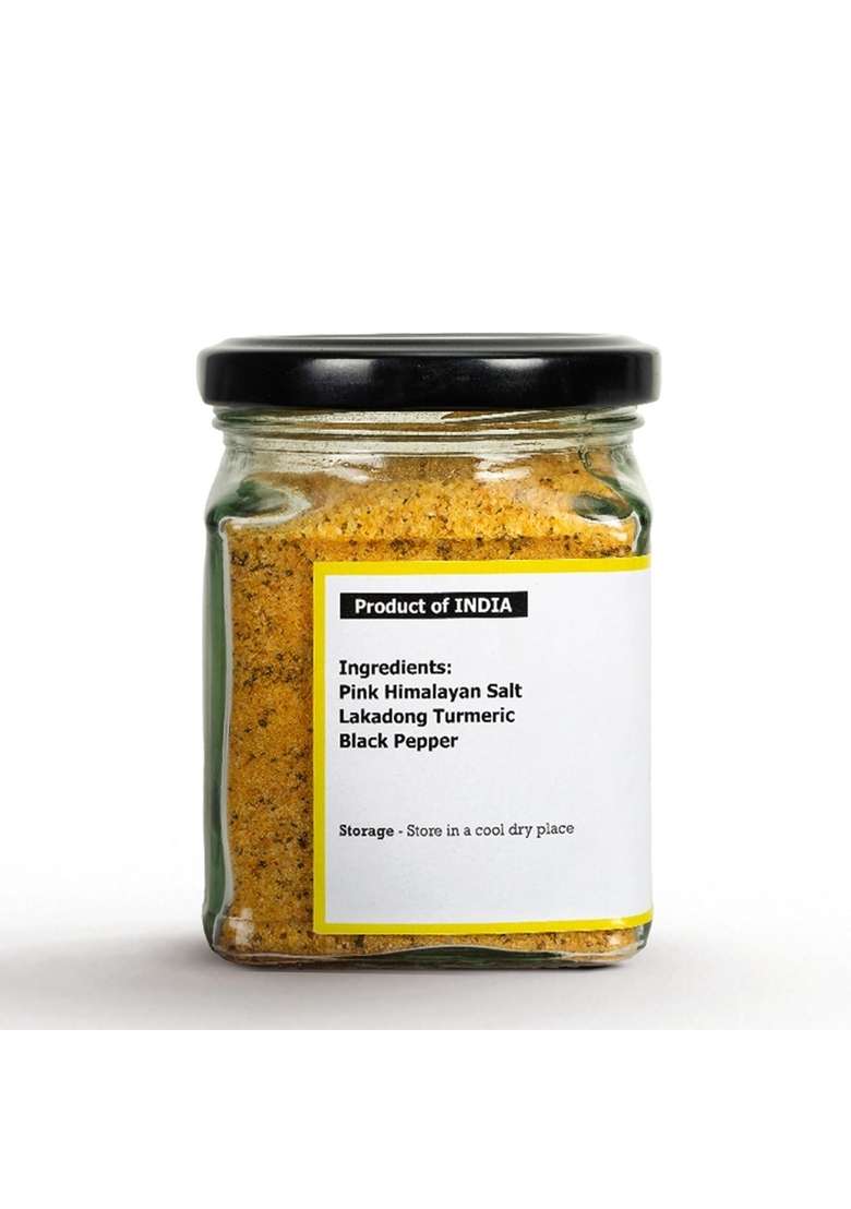 Aranyam Salad/Fruit Salt - 150gm | Fruit Infused with Himalayan Pink Salt, Lakadong Turmeric & Black Pepper Unrefined, Non Iodised Namak in Glass Bottle - Indya