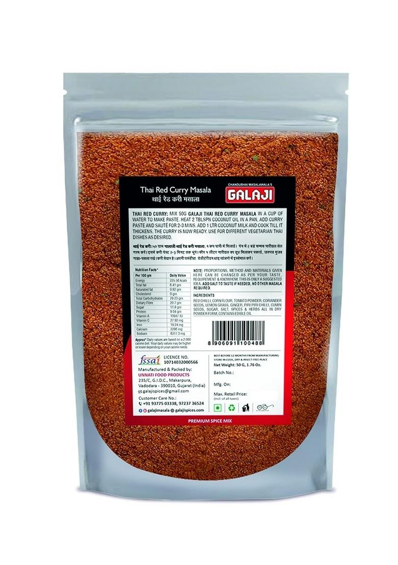GALAJI Thai Red Curry Masala 50 Grams Homemade Powdered | for Healthy Cooking Ready to Cook All Seasonings Spices Pure & Hygiene Spice Mix