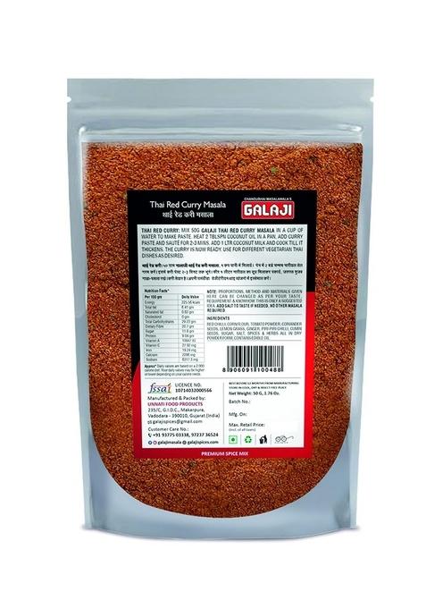 GALAJI Thai Red Curry Masala 50 Grams Homemade Powdered | for Healthy Cooking Ready to Cook All Seasonings Spices Pure & Hygiene Spice Mix