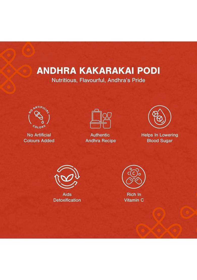 NPR NANDHANA PALACE RETAIL Kakarakai Bitter Gourd Podi 125g | Authentic Andhra Style Chutney Powder South Indian Spice Mix for Idli, Dosa, Appam, Rice & Curry Made with Traditional Ingredients Pack of 2