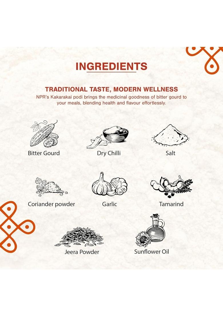 NPR NANDHANA PALACE RETAIL Kakarakai Bitter Gourd Podi 125g | Authentic Andhra Style Chutney Powder South Indian Spice Mix for Idli, Dosa, Appam, Rice & Curry Made with Traditional Ingredients Pack of 2