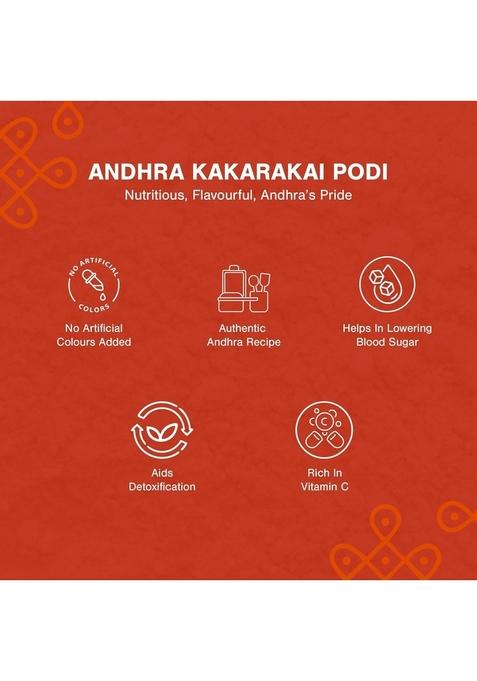 NPR NANDHANA PALACE RETAIL Kakarakai Bitter Gourd Podi 125g | Authentic Andhra Style Chutney Powder South Indian Spice Mix for Idli, Dosa, Appam, Rice & Curry Made with Traditional Ingredients Pack of 2