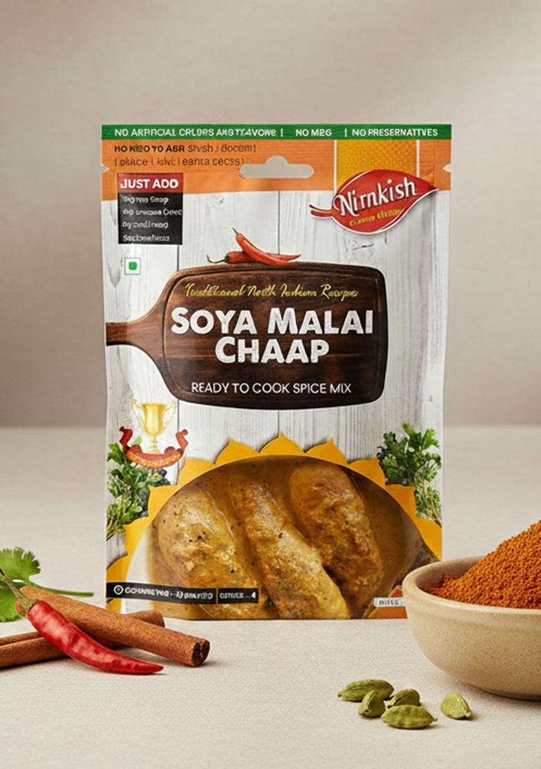 Nimkish Soya Malai Chaap 50g, Easy to Use Spices, Instant Cooking, Premix Powder Masala