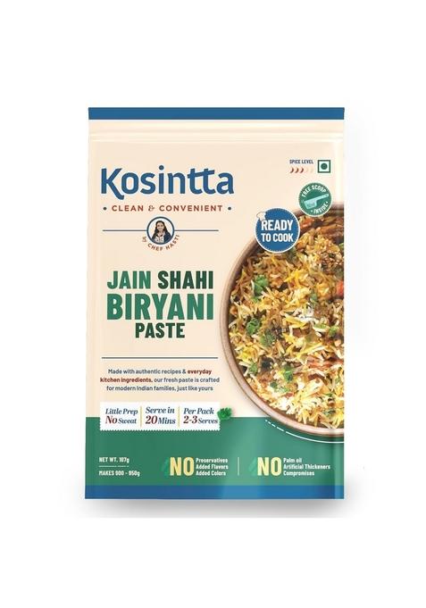 Kosintta Jain Shahi Biryani Paste | Ready to Cook Serve in 15 mins Serves 2-3 No Preservatives Palm Oil Tasty and Aromatic Short Shelf Life Maximum Freshness 107g