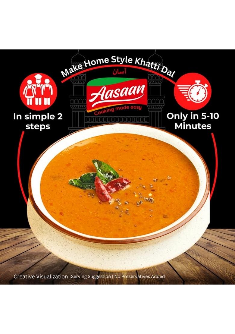 Aasaan Khatti Dal Premix 100gms, Ready to Cook Mix, Instant Hyderabadi Premix, Indian Lentil Curry Home Food With Hand Picked Flavours (Pack of 2)
