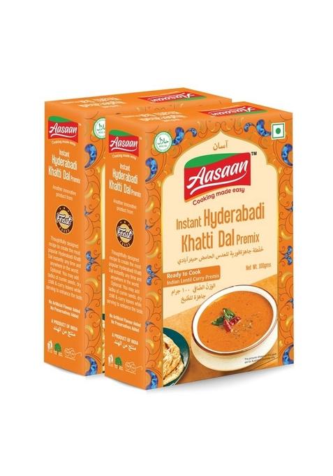 Aasaan Khatti Dal Premix 100gms, Ready to Cook Mix, Instant Hyderabadi Premix, Indian Lentil Curry Home Food With Hand Picked Flavours (Pack of 2)