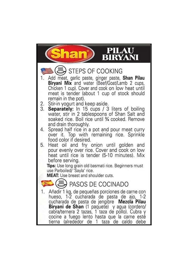 Shan Pilau Biryani Masala, 8 x 50 g - Indya