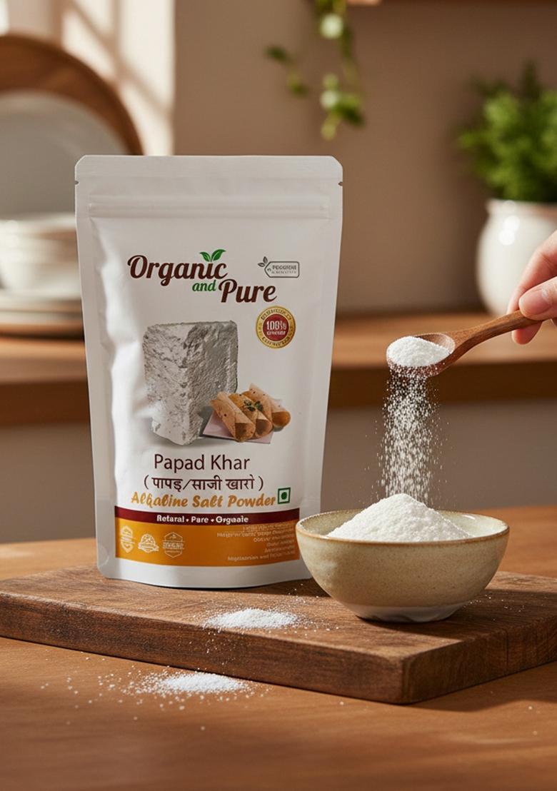 Organic and Pure Papad Khar Soda | Sajji Sajjige Papadiao Karo Alkaline Salt Powder Sodium Benzoate Sesquicarbonate (100g)