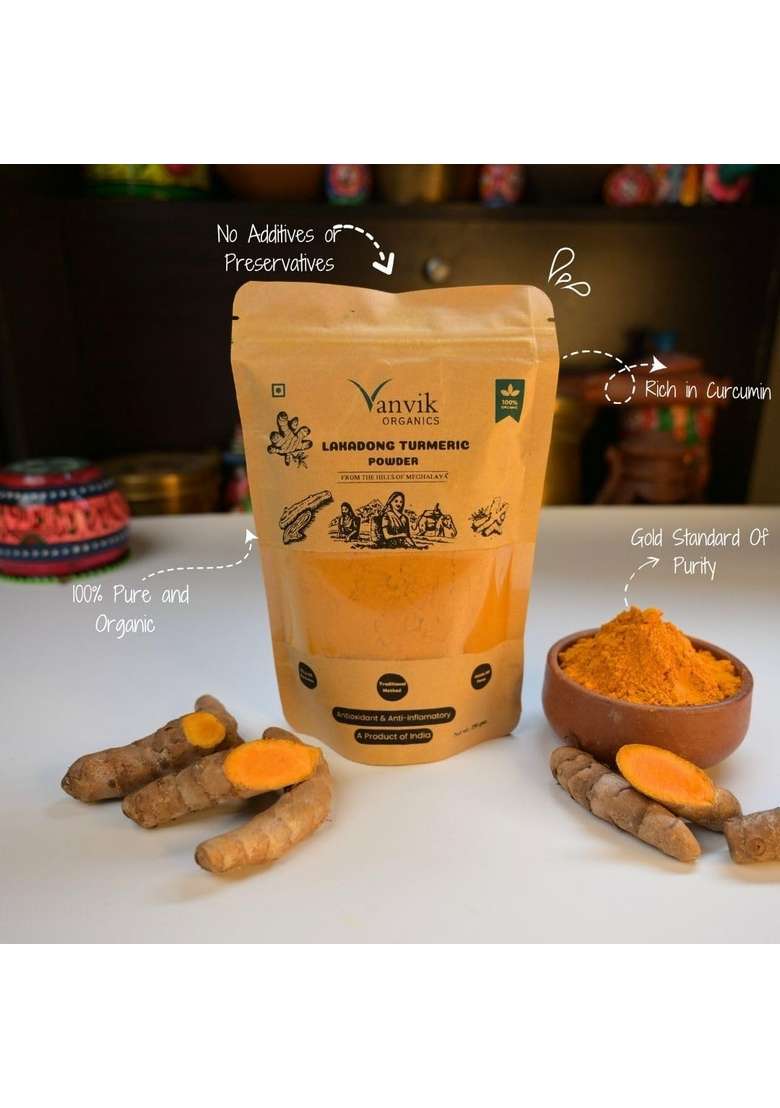 VANVIK Organics Lakadong Turmeric Powder | High Curcumin 9-12% Certified Organic Haldi, Natural from Jaintia Hills, Meghalaya, No Preservative, Immunity Booster, Superfood (250GM, Pack of 3) - Indya