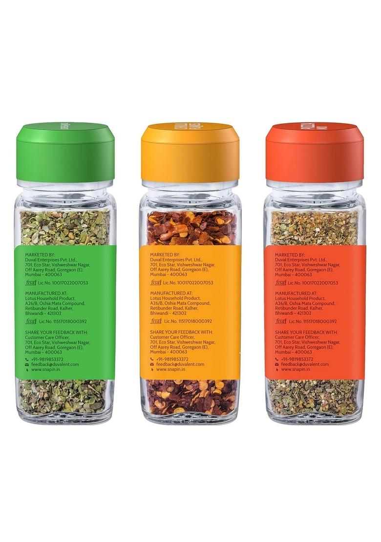 Snapin Seasoning Combo | Oregano 20gm Chilli Flakes 35gm Pizza Mix 45 gm Seasonings for Pizza, Pasta, Garlic Bread & Italian dish Classic blend of Natural mixed herbs No artificial flavors or color Sprinkler Pack 3