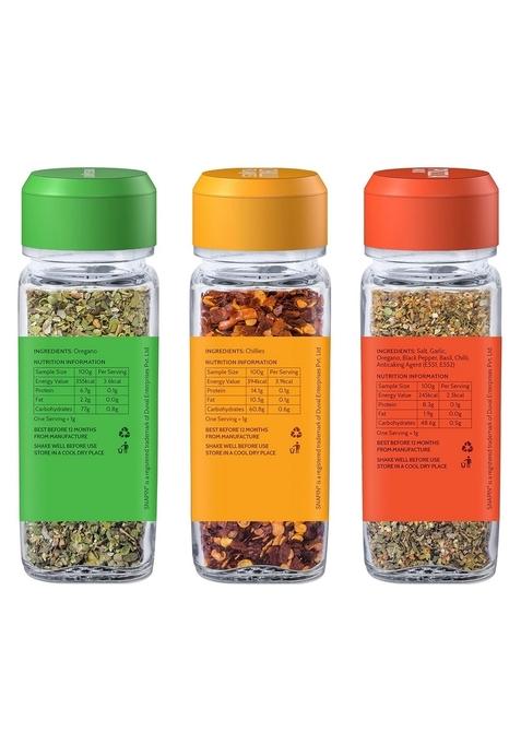 Snapin Seasoning Combo | Oregano 20gm Chilli Flakes 35gm Pizza Mix 45 gm Seasonings for Pizza, Pasta, Garlic Bread & Italian dish Classic blend of Natural mixed herbs No artificial flavors or color Sprinkler Pack 3