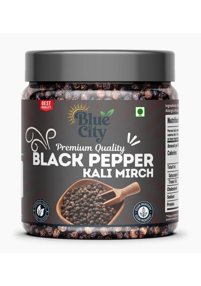 Blue City Premium Whole Black Peppercorns Bold Aroma & Strong Flavor | 100% Natural, Sun-Dried Kali Mirch Ideal for Cooking, Grinding Seasoning 250gm