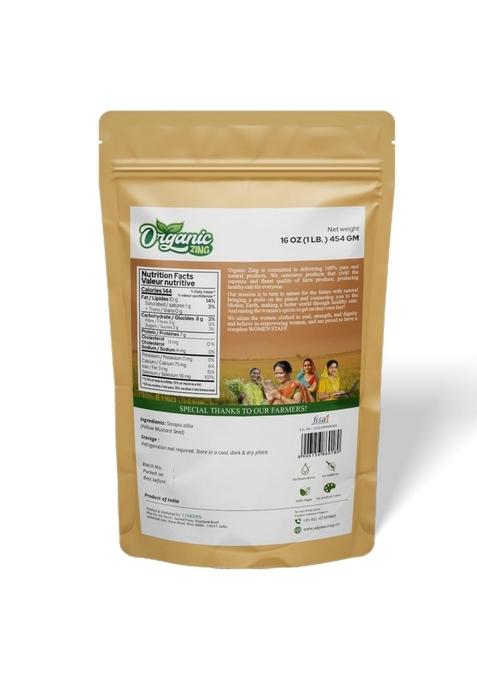 ORGANIC ZING Yellow Mustard Seeds | Whole Seed for Pickles & Cooking 100% Raw Vegan Preservative Free Product of India (454gm)