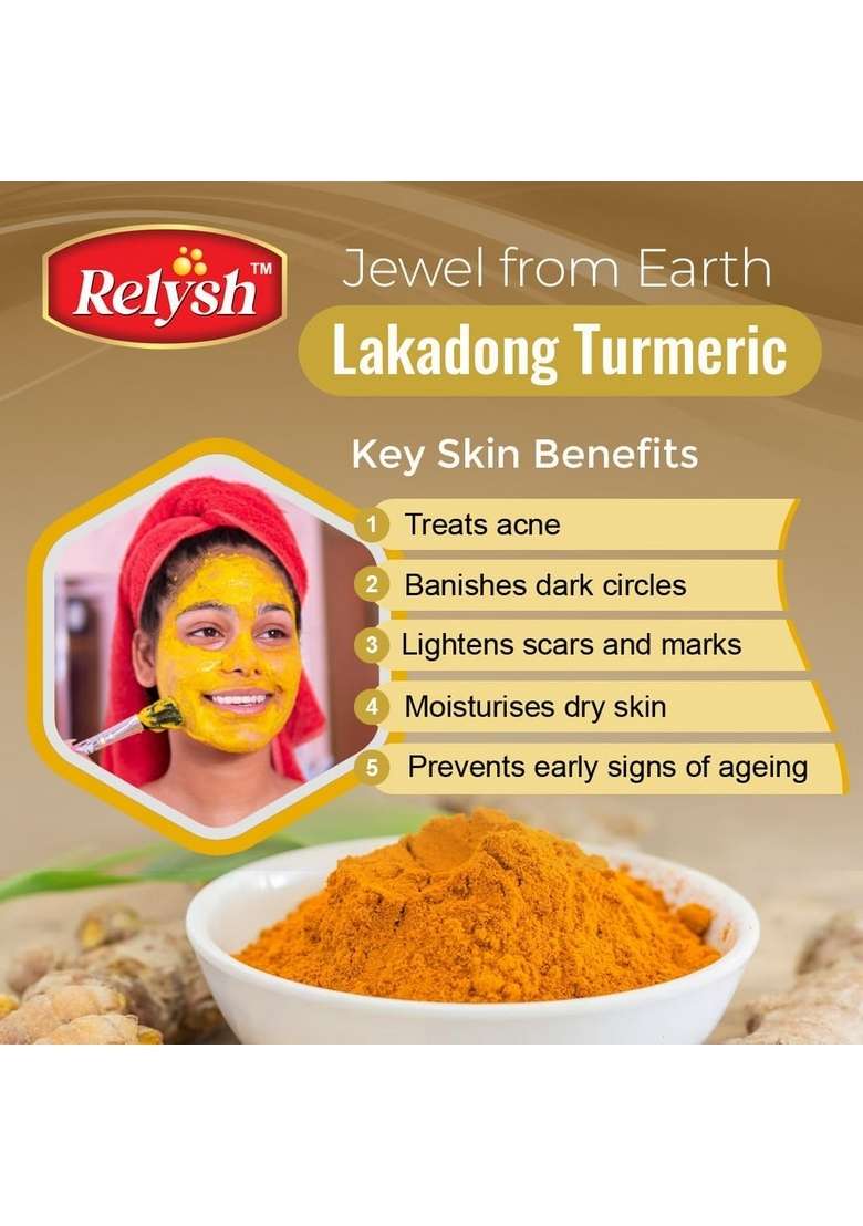 Relysh - Lakadong Organic Turmeric (Haldi) Powder | High Curcumin 7-9% Content Sourced directly from Jaintia Hills of Meghalaya Pure, Chemical Free I VEGAN Certified (1 KG) - Indya