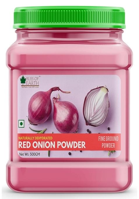 BLISS OF EARTH 500Gm Natural Red Onion Powder, Dehydrated, Good For Cooking & Hair Growth